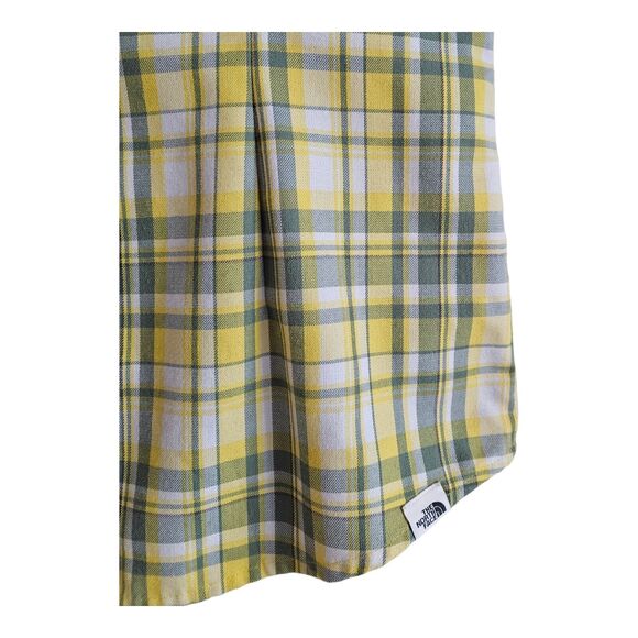 THE NORTH FACE Women's M Shirt Dandelion Yellow Plaid Button Up Zip Pocket 38" - Picture 9 of 12